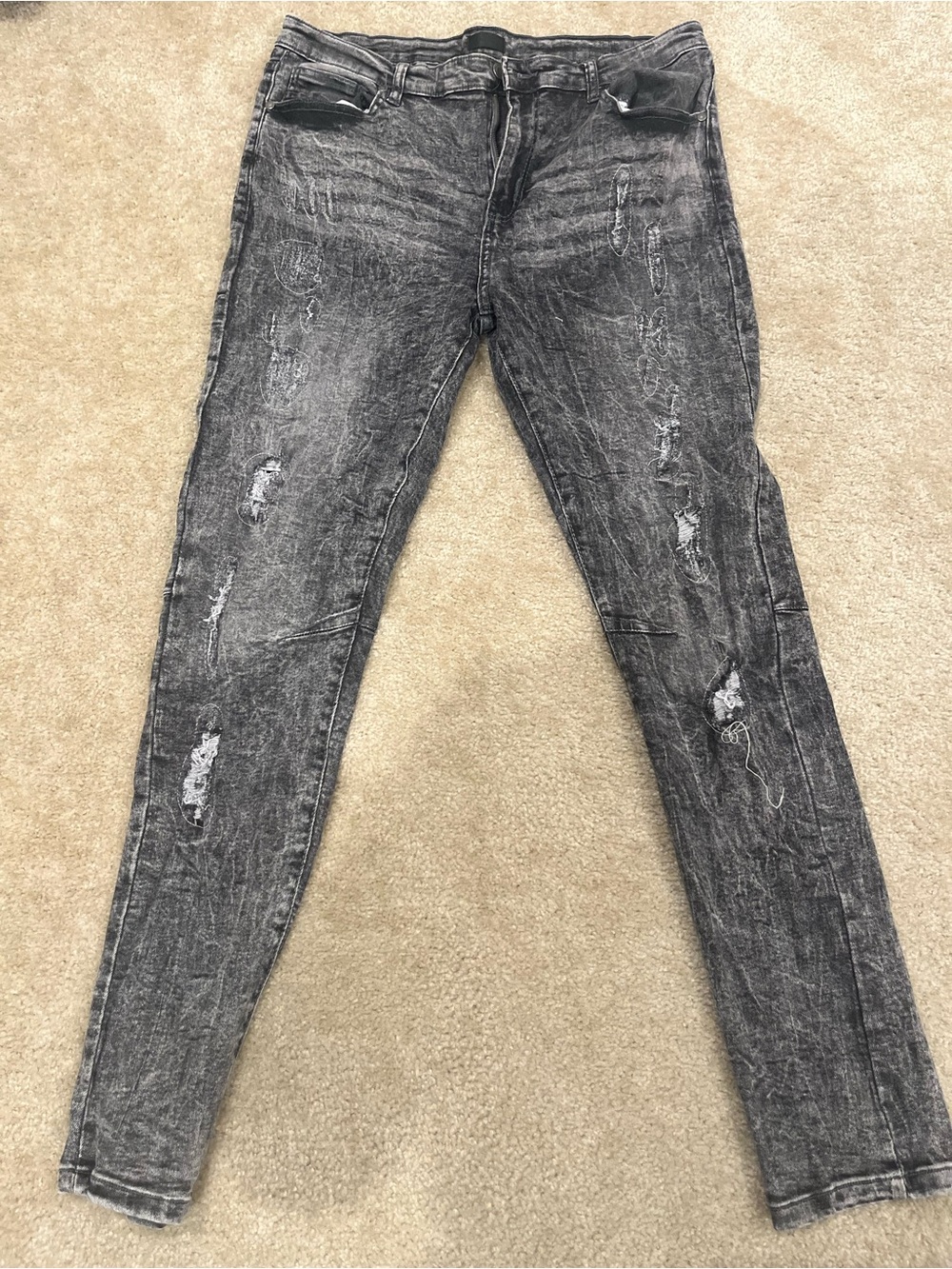 Reasons Men’s Distressed Washed Black Skinny Jeans